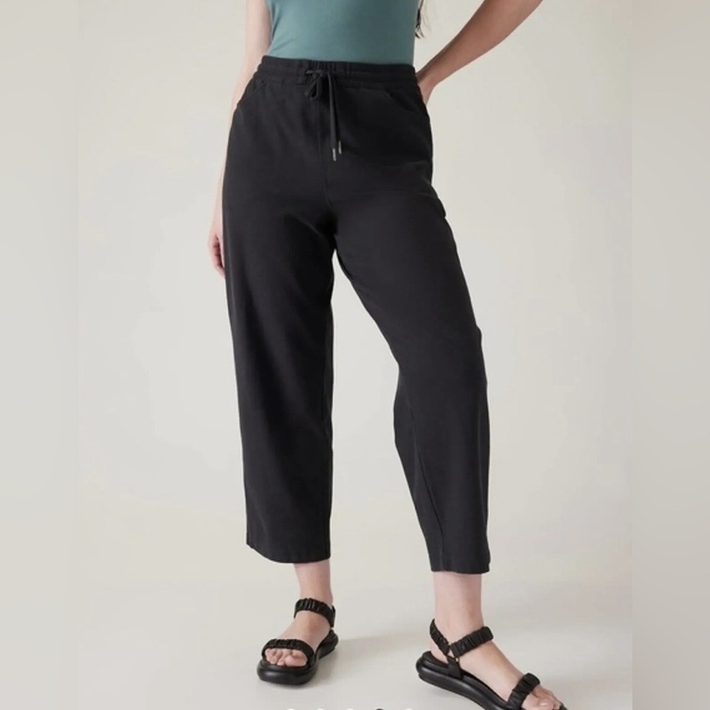 Athleta Farallon Pant Straight Leg Size Large Organic Cotton Black
